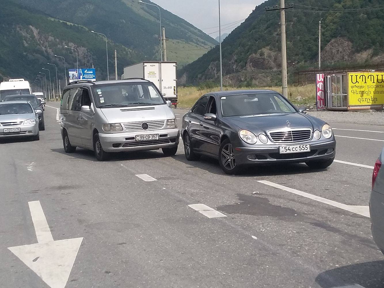 Граница России и Азербайджана на машине