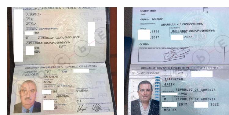 Արամ Սաֆարյանի եւ Գագիկ Ծառուկյանի անձնագրերի պատճենները՝ ռուսական հատուկ ծառայությունների գեներալի թղթերի աշխատանքային փաթեթում․ ներկայացնում է «Դոսյե» կենտրոնը