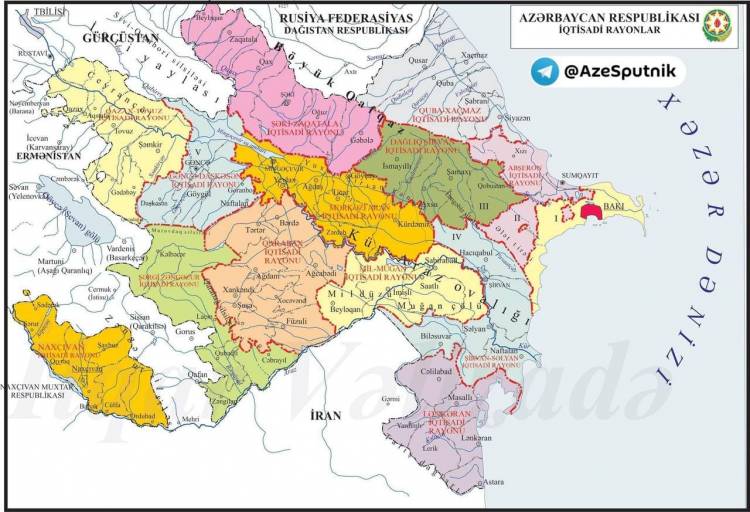 «Սպուտնիկ Ադրբեջանը» հրապարակել է քարտեզ, որում գծանշված են «Ղարաբաղի» և «Արևելյան Զանգեզուրի» շրջանները